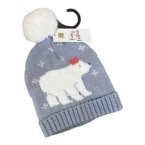 🌺 M&S Fun & Festive Polar Bear King Holiday Winter Pom Beanie NWT